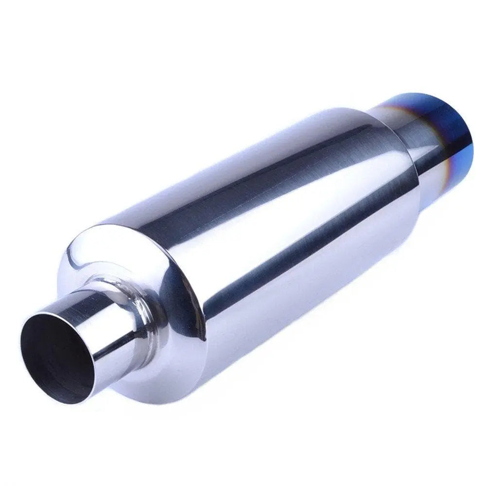SPELAB N1 Universal 2" Inlet 3" Outlet Performance Exhaust Muffler with Straight Blue Burnt Tip - Moderate Sound-SPELAB