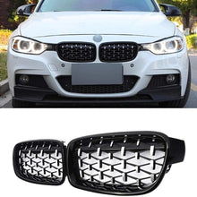 Load image into Gallery viewer, SPELAB SNA Chrome Diamond F30 Grill, Front Kidney Grille for 2012-2018 BMW 3 Series F30 F31 (ABS Gloss Black Grills/Tri-Color, 2-pc Set)-SPELAB