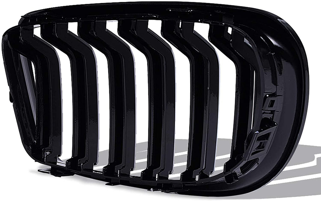 SPELAB runmade Glossy Black M-Color Double Line Front Kidney Grille Grill Compatible with BMW 2009-2012 E90 E91 323i 325i 328i 330i 335i LCI Sedan-SPELAB
